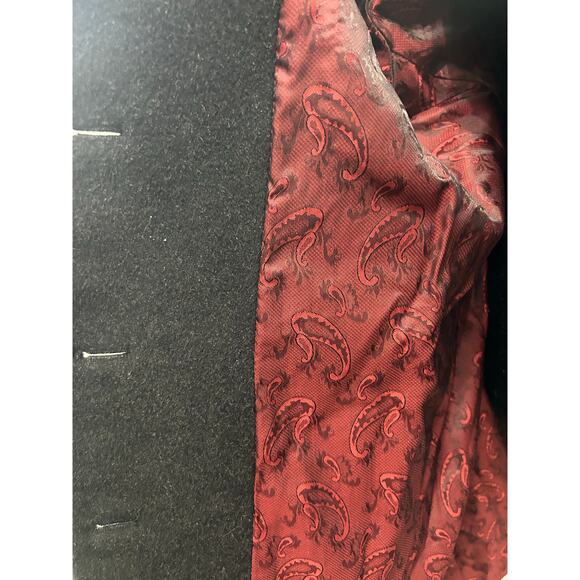 Vintage Wool Pea Coat Charcoal Gray Anne Klein Paisley Lined Womens Petite 4P - Picture 7 of 9